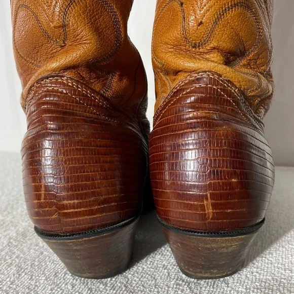 Vintage Leather Western Cowboy Boots With Vibram Soles 8.5